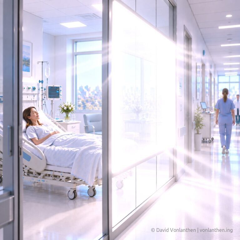 Transparentes OLED-Weisslicht im Spital als Beispiel für therapeutische Zukunftsentwicklung und Boundary Spanning